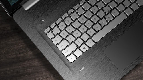 A close-up of the beautiful and sleek keyboard that comes with this HP laptop